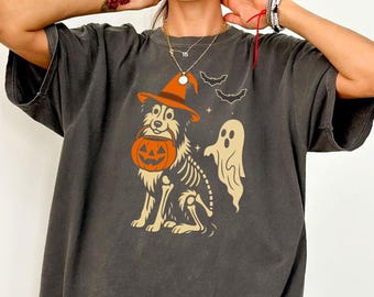 Comfort Colors Australian Shepherd Halloween T-Shirt | Spooky Aussie Dog Gift | Fall Aussie Shirt | Shepherd Dog Lover Tee | Autumn Aussie