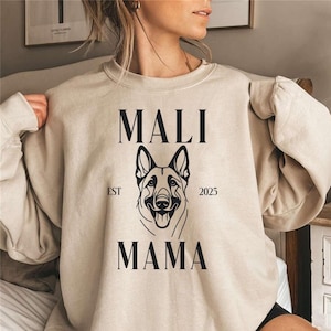 Custom Malinois Mama Sweatshirt, Belgian Malinois Dog Mom Sweater, Maligator Mom Crewneck, Cute Dog Lover Sweater, Malinois Gift For Women