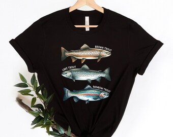 Trio of Trout T-shirt | Brown, Lake & Rainbow Trout Tee | Angler