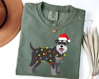 Comfort Colors Miniature Schnauzer Christmas Shirt, Xmas Schnauzer Dog Shirt, Schnauzer Lover Tee, Miniature Schnauzer Mom Shirt