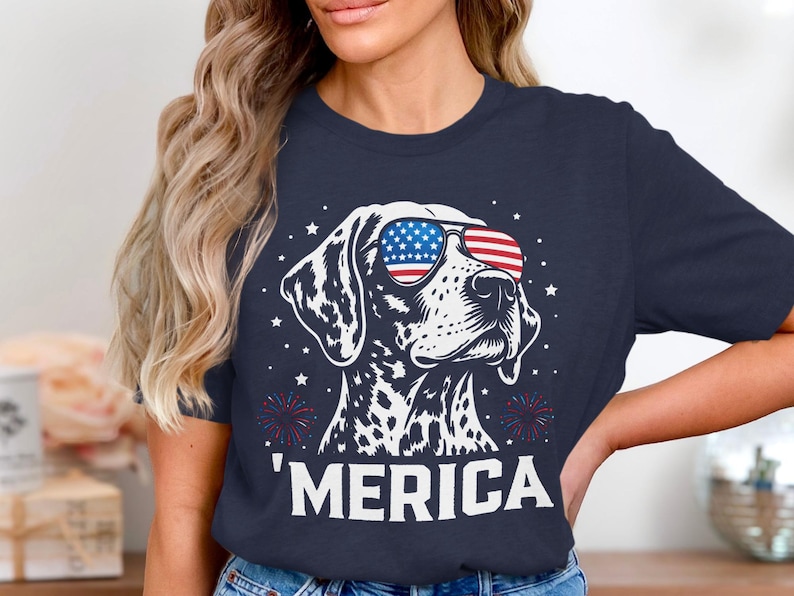 Merica German Shorthaired Pointer Dog Shirt, Patriotic gsp 4th of July T-Shirt, American Flag Sunglasses Canine Apparel, usa Dog Lover