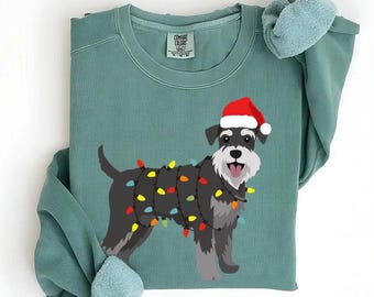 Miniature Schnauzer Christmas Sweatshirt, Holiday Schnauzer Sweater, Xmas Schnauzer Dog Sweater, Miniature Schnauzer Dog Mom Gift