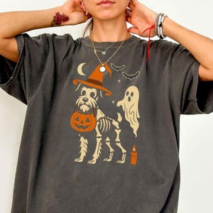 Comfort Colors Halloween Schnauzer Skeleton Dog T-Shirt
