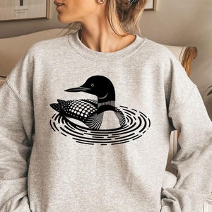 Elegant Common Loon Sweatshirt, Loon Sweatshirt, Bird Sweatshirt, Loon, Duck, Bird, Birding, Lake Sweatshirt, Wildlife, Loon Bird Sweatshirt