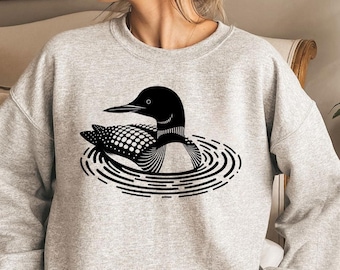 Elegant Common Loon Sweatshirt, Loon Sweatshirt, Bird Sweatshirt, Loon, Duck, Bird, Birding, Lake Sweatshirt, Wildlife, Loon Bird Sweatshirt