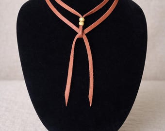 Minimalist Two Way Leather Wrap with Brass Beads