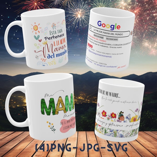 diseño de sublimación de taza, envolturas para tazas, PNG, SVG, JPG frases positivas mama, dia de la madre, taza para mama, regalo para mama