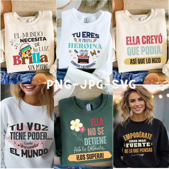 12 Paquete svg mujeres empoderadas, SVG PNG JPG, citas inspiradoras latinas, frases positivas, Dia de la madre, Frases Motivadoras.