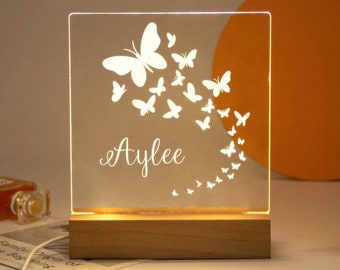 Veilleuse bébé personnalisée | Veilleuse papillon personnalisée avec nom | Chambre d'enfant | Cadeau nouveau-né | Cadeaux pour maman | Décoration de chambre d'enfant