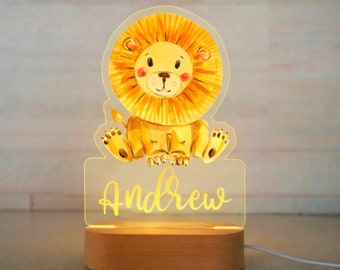 Veilleuse bébé personnalisée | Veilleuse Lion personnalisée avec nom | Chambre d'enfant | Cadeau nouveau-né | Cadeaux pour maman | Décoration de chambre d'animaux