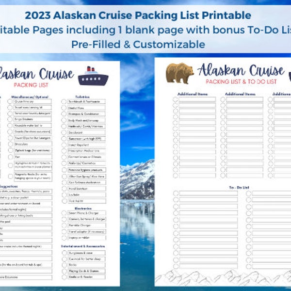 Ultimate Alaskan Cruise Packing List - Download Now - Editable & Printable