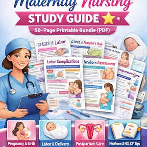 Guía de estudio de enfermería de maternidad y obstetricia / Paquete imprimible de 50 páginas (descarga en PDF)