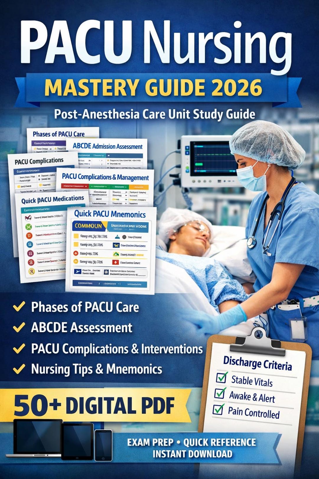 Abcde Pacu Notes PACU Nursing Mastery Guide | Post-anesthesia Care Unit Study (digital ...