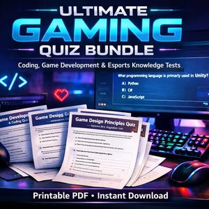 Spelquizpaket | Kodning, spelutveckling, e-sport-trivia (PDF-nedladdning)