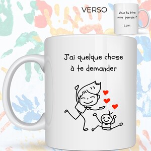 Mug "veux tu être mon parrain petit garçon" - demande originale parrain - cadeau personnalisé - baptême