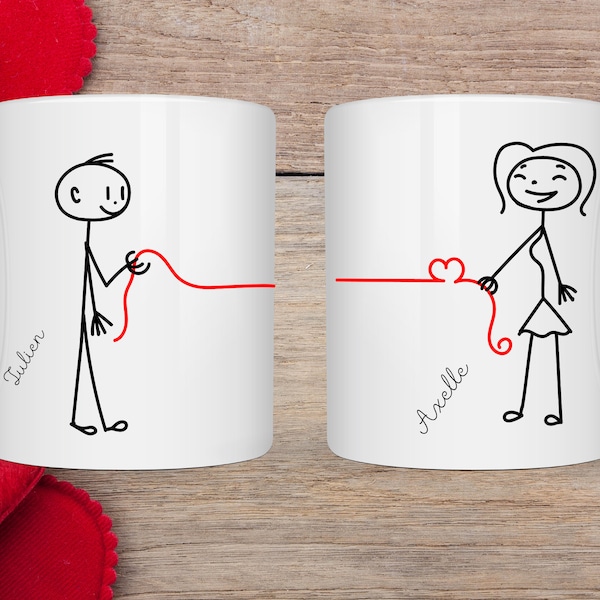 Duo Mugs Saint Valentin - cadeaux personnalisés - anniversaire - couple