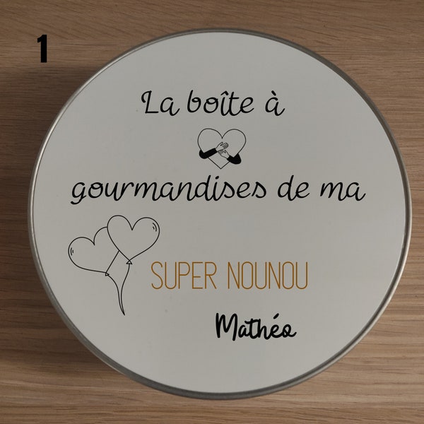 Boîte à gourmandises personnalisée, gâteaux pour mamie nounou tata - cadeau personnalisé