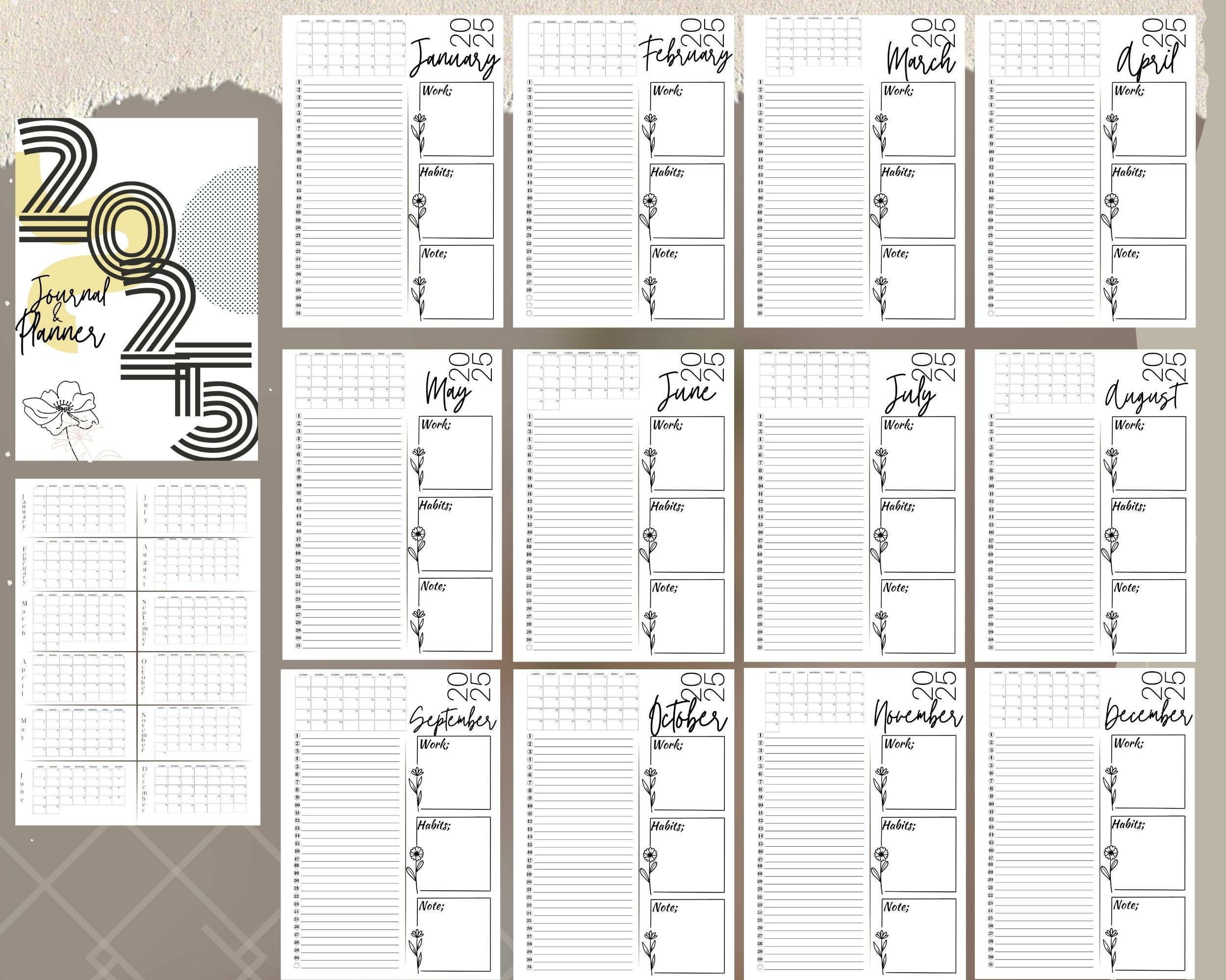 Printable one page calendar 2024 2025 a4 and letter sizes sunday and