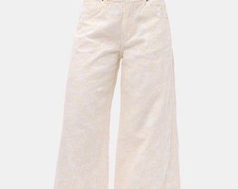 Floral bestickte Palazzo Jeans für Damen - Denim mit weitem Bein und hoher Taille