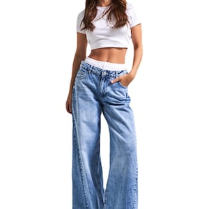 Women’s Vintage Wide-Leg High-Waist Jeans – 90s Inspired Baggy Denim