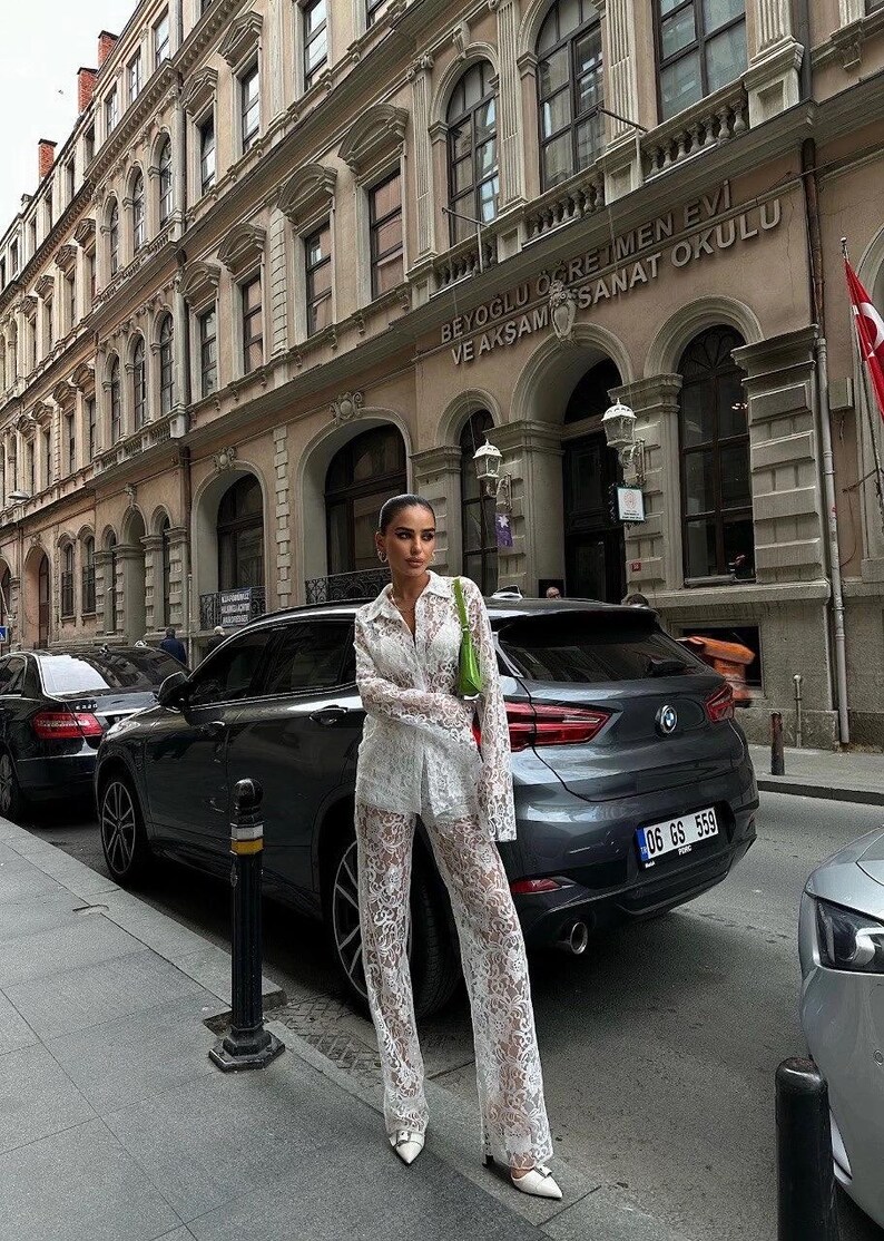 Women's Handmade White Lace Fashion Trousers Wide-leg Pants - Etsy