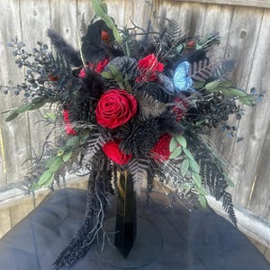 Wedding Bouquet With Black Obsidian Wand Handle, dark bridal, gothic bridal bouquet, bridal bouquet, witchy bridal, dark wedding, bridal