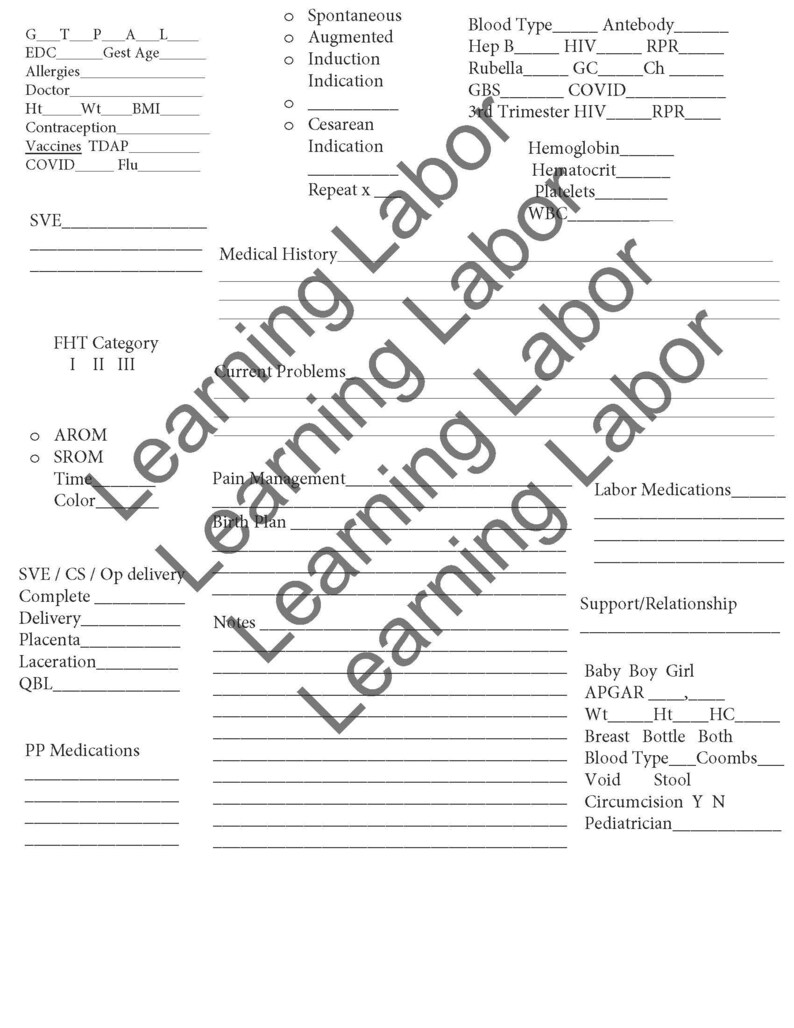 Labor and Delivery Report Sheet SBAR Etsy