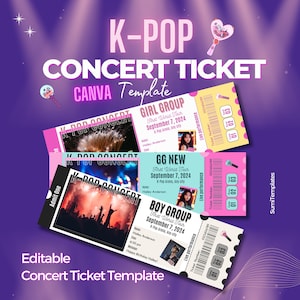 Bearbeitbare K-Pop-Konzertkartenvorlage, benutzerdefinierte Konzertkarte, personalisierte Geschenkidee für K-Pop-Stans, Geburtstagsüberraschung, DIY-Veranstaltungskarte,