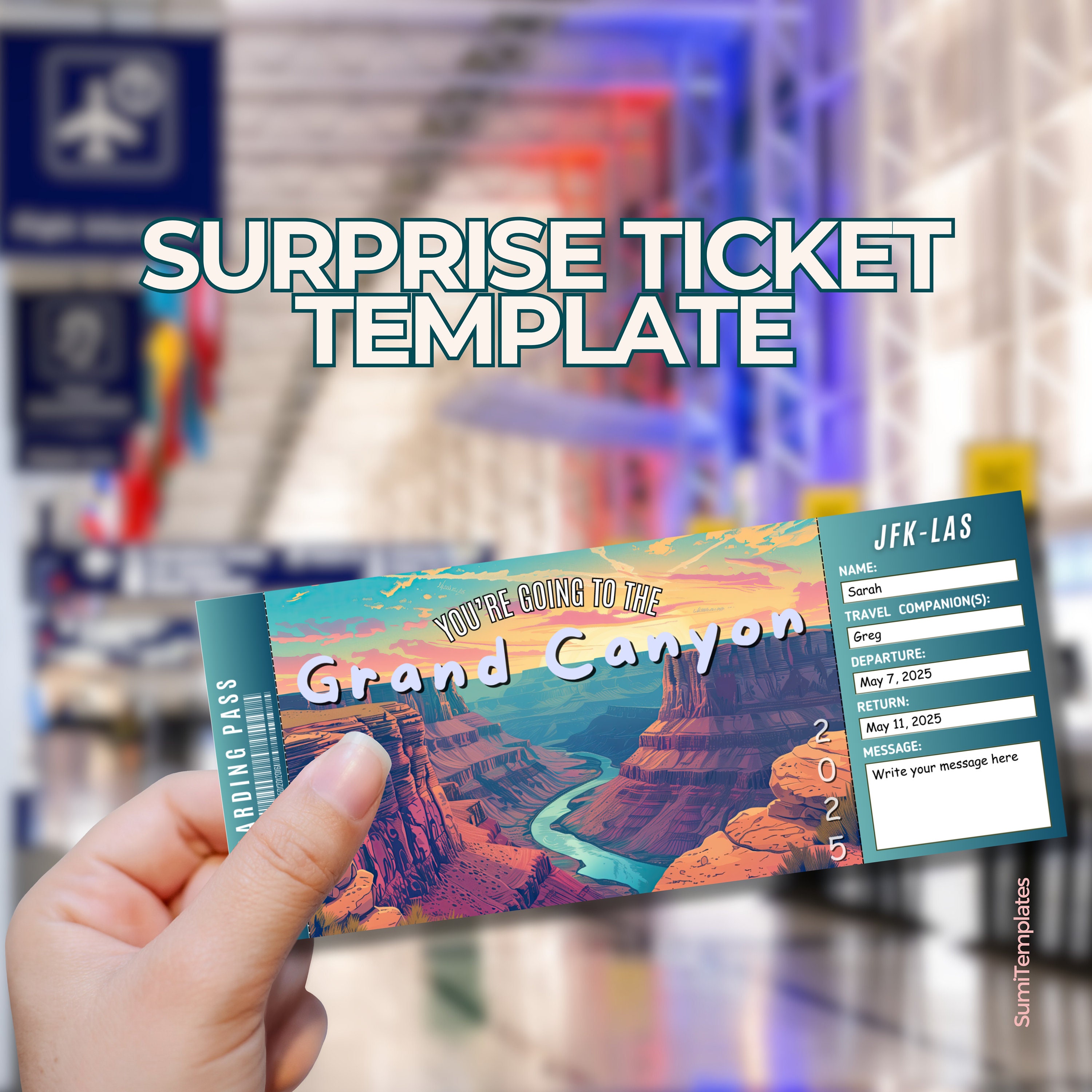 Custom Pass Tickets Grand Canyon Surprise Ticket, Editable Boarding Pass, Custom Ticket ...