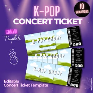 K-Pop Konzertkarte bearbeitbare Canva-Vorlage, benutzerdefiniertes DIY-Andenken für Fans & Events, personalisiertes Geschenk für K-Pop-Stans, Geburtstagsüberraschung,