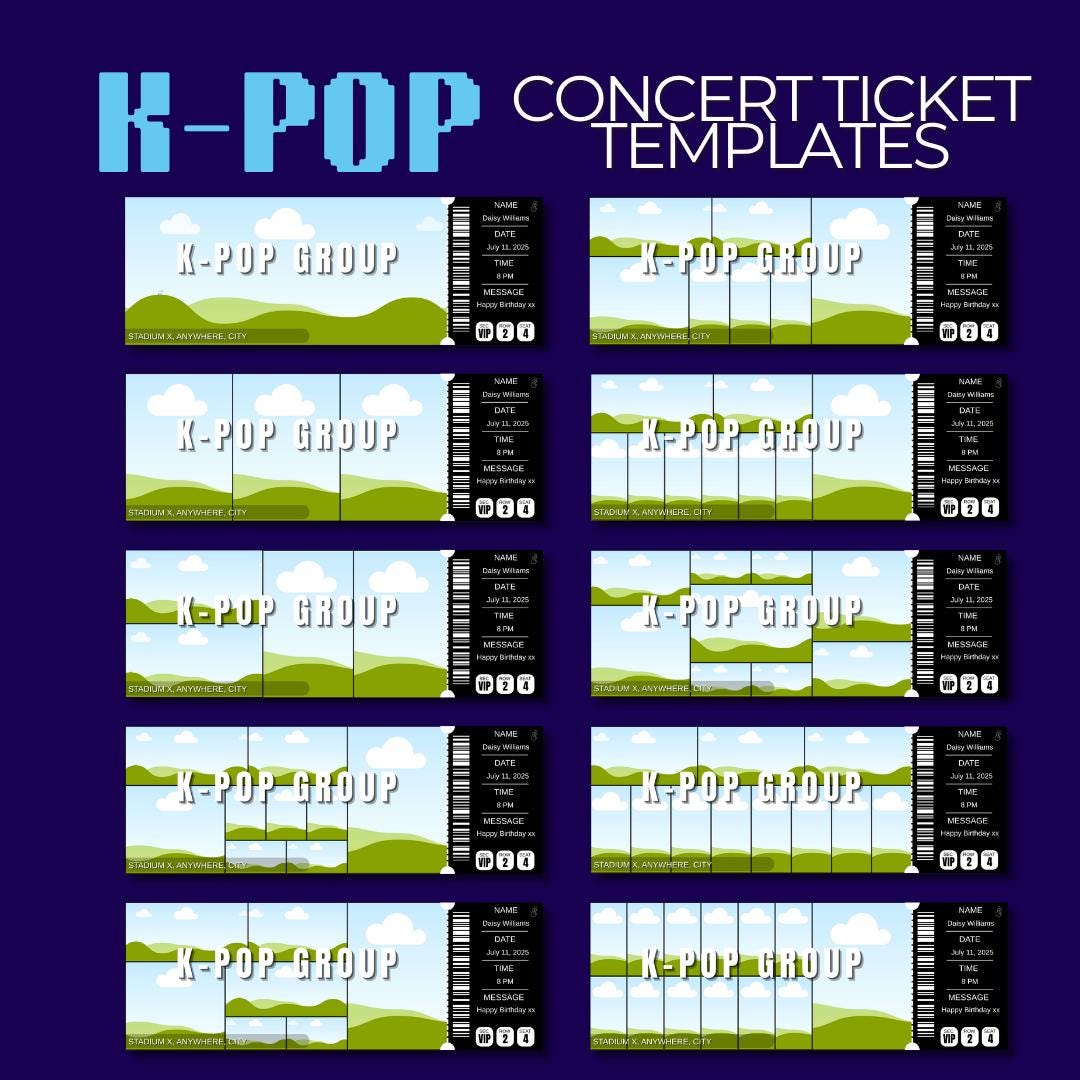 Kpop Raffle Kpop Concert Ticket Template Bundle Canva | DIY Kpop Freebies Kit ...