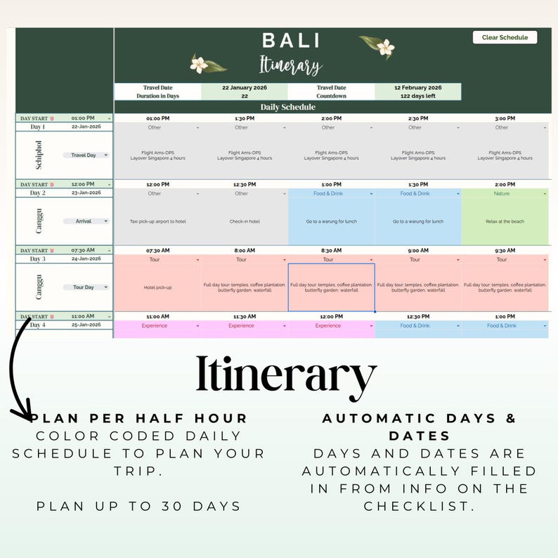 Bali Travel Checklist, Bali Essentials, Packing List, Google Sheets ...