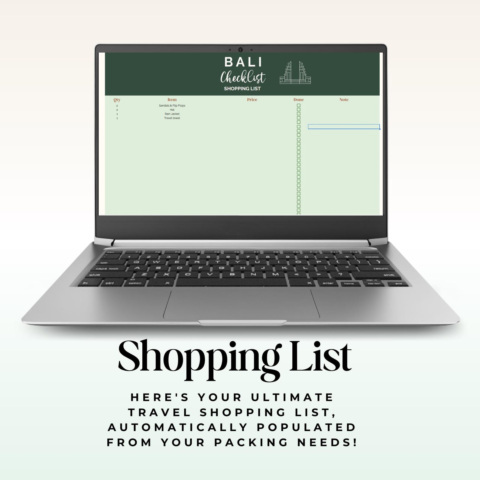 Bali Travel Checklist, Bali Essentials, Packing List, Google Sheets ...