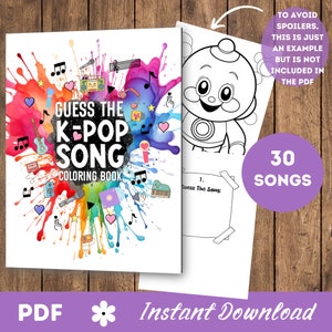 Guess the K-Pop Song Coloring Pages | 30 Kpop Songs | Fun K-Pop trivia and art activity for true fans | Korean Pop Music