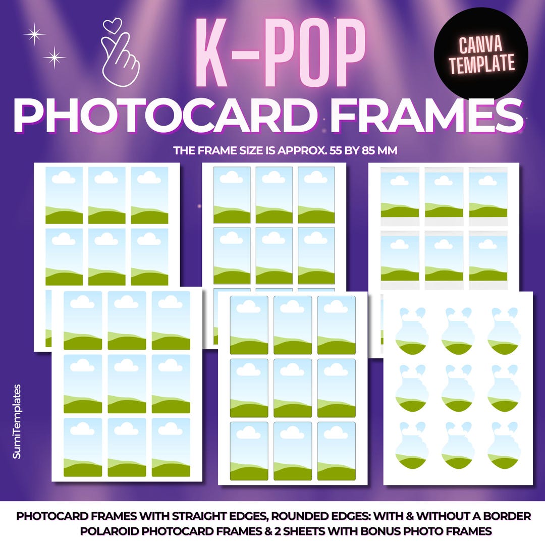 Kpop Photocard Frames, Canva Template, Editable Frames, DIY Printable