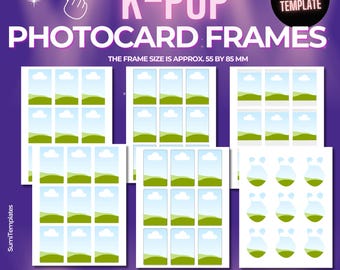 Cornici per foto K-Pop, modello Canva, cornici modificabili, fotocard stampabili fai da te per fan, Stan, omaggi per concerti, download digitale