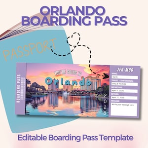 Bearbeitbarer Florida Bordpass, Überraschungsticket, benutzerdefinierte Ticketvorlage, Städtereise, personalisiertes Geburtstagsreisegeschenk, Florida Familienurlaub