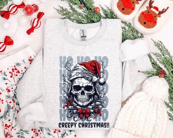 Creepy Christmas Sweatshirt, Christmas Skeleton Sweatshirt, Skeleton shirt, Sarcastic Christmas Shirt, unisex