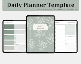 Tägliche Digitale Planer Vorlage | Undatierter Kalender | Wochenplaner | Goodnotes Planer | Digitaler Planer PDF | Bekanntheit | iPad Kalender