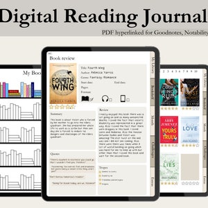 Diario di lettura digitale, Registro di lettura, Tracker di libri, Elenco di lettura, Diario Goodnotes, Scaffale digitale, Pianificatore di lettura per iPad immagine 1