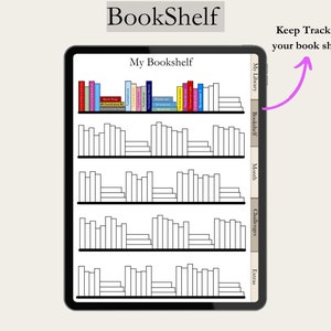 Diario di lettura digitale, Registro di lettura, Tracker di libri, Elenco di lettura, Diario Goodnotes, Scaffale digitale, Pianificatore di lettura per iPad immagine 5