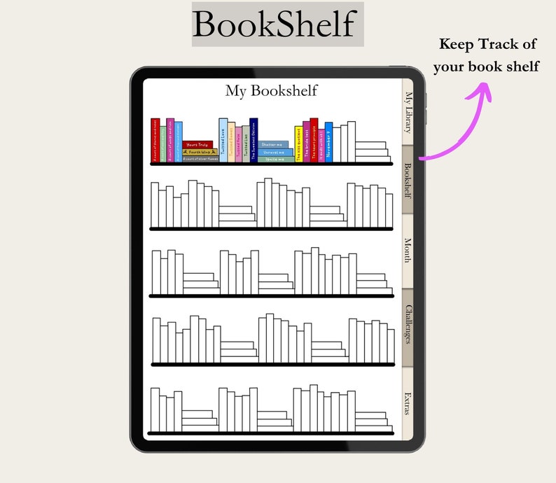 Diario di lettura digitale, Registro di lettura, Tracker di libri, Elenco di lettura, Diario Goodnotes, Scaffale digitale, Pianificatore di lettura per iPad immagine 5