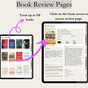 Diario de lectura digital, Registro de lectura, Rastreador de libros, Lista de lectura, Diario Goodnotes, Estantería digital, Planificador de lectura para iPad imagen 2