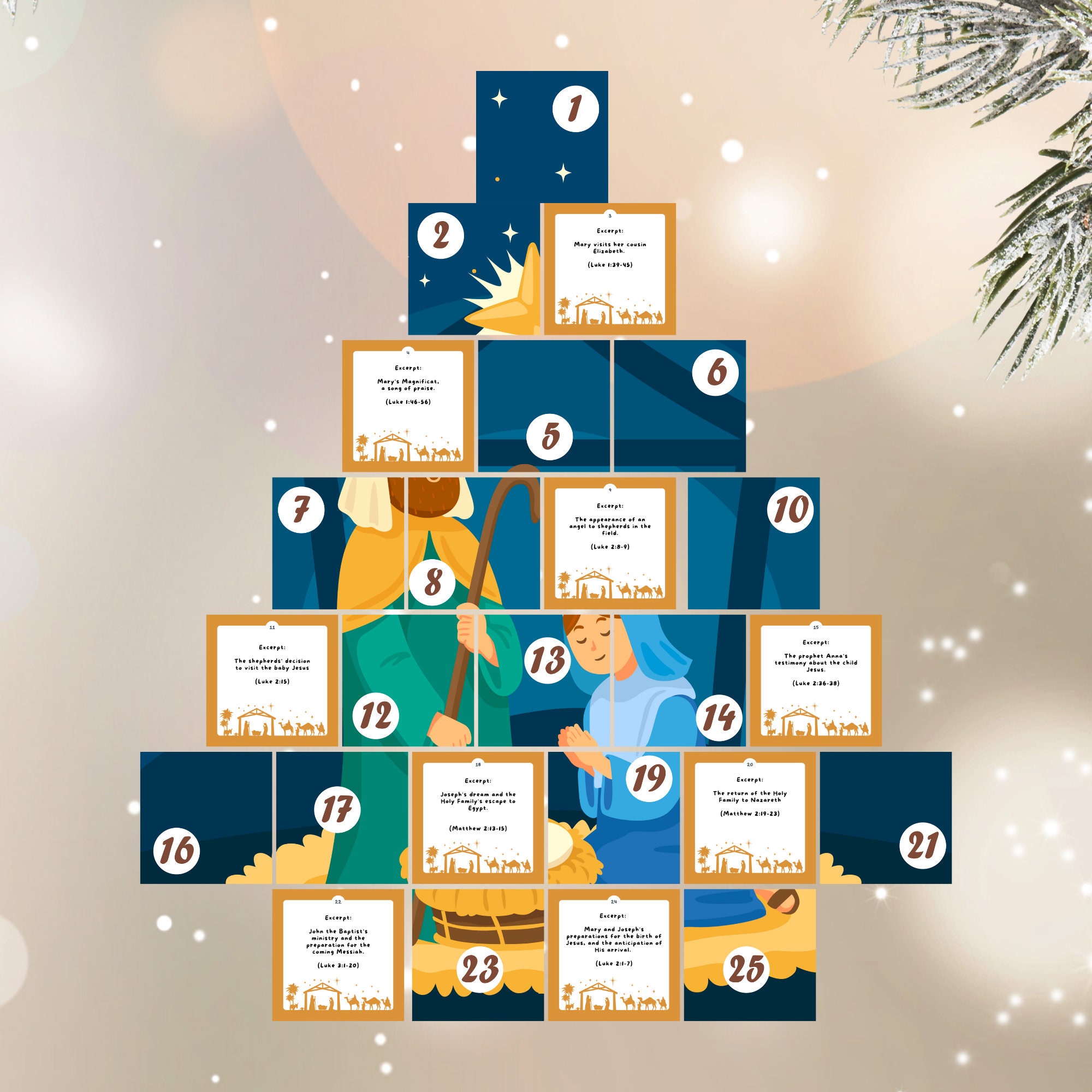 25 Nativity Advent Calendar Printable Cards for Kids Advent Calendar