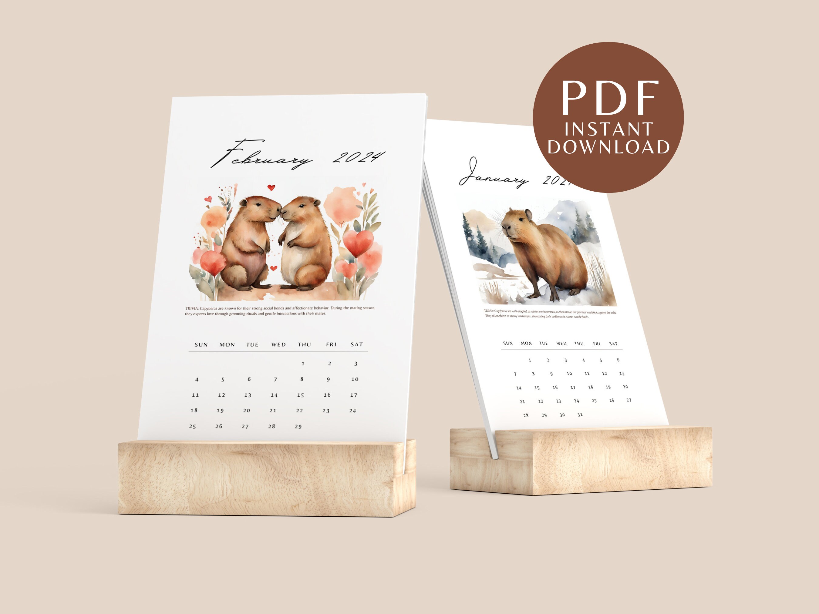 Printable Vertical Desk Calendar 2024 Standing Desk Calendar Etsy