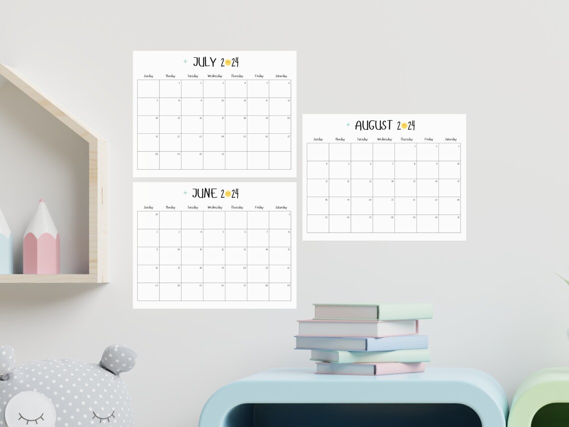 Editable SUMMER Calendar 2024, June, July, August, Printable Summer Fun ...