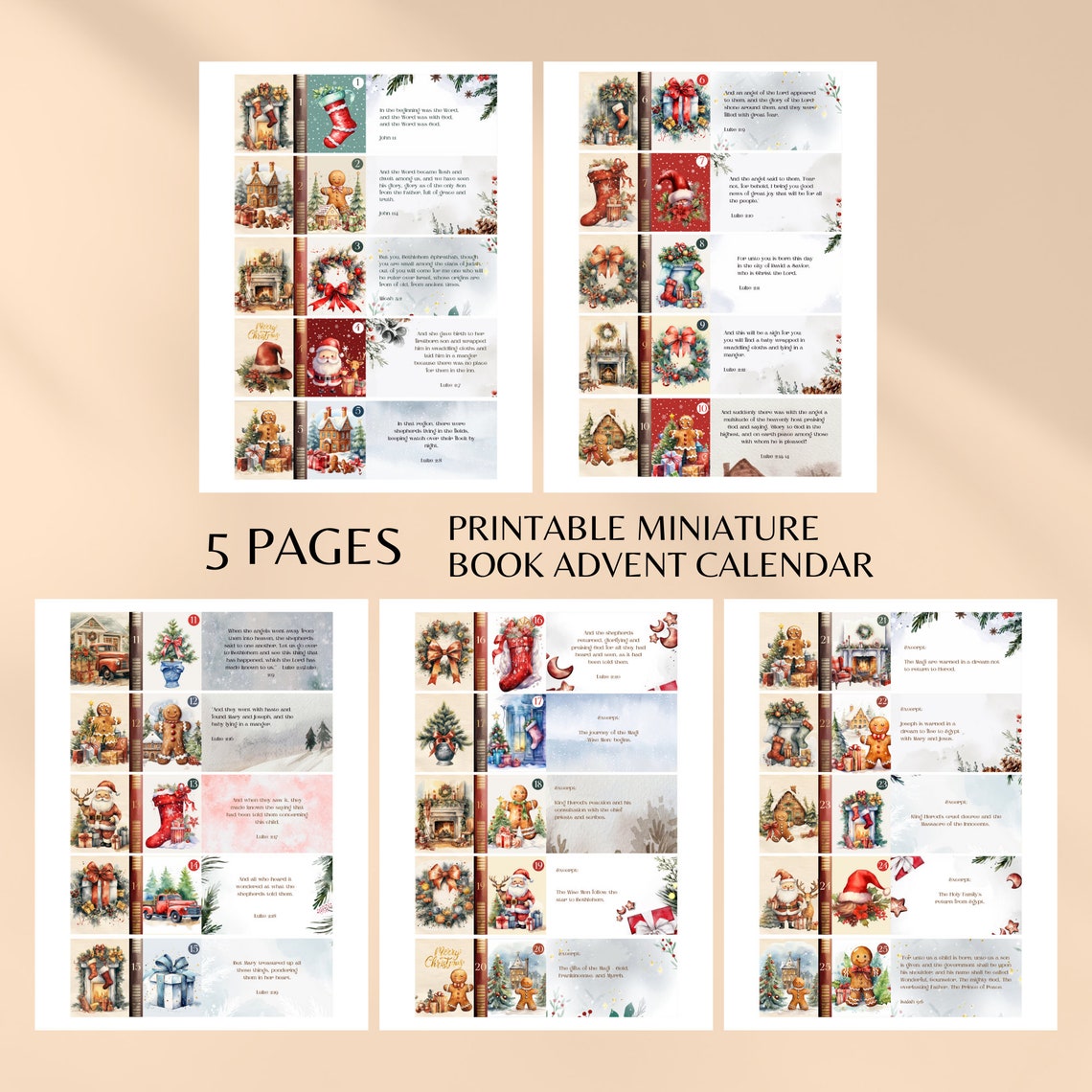 Christian Advent Calendar for Kids Printable Miniature Story - Etsy