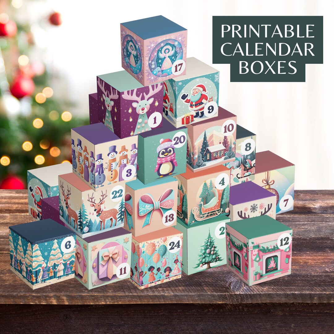 Teen Advent Calendar Printable Advent Calendar Box Easy to Cut Etsy