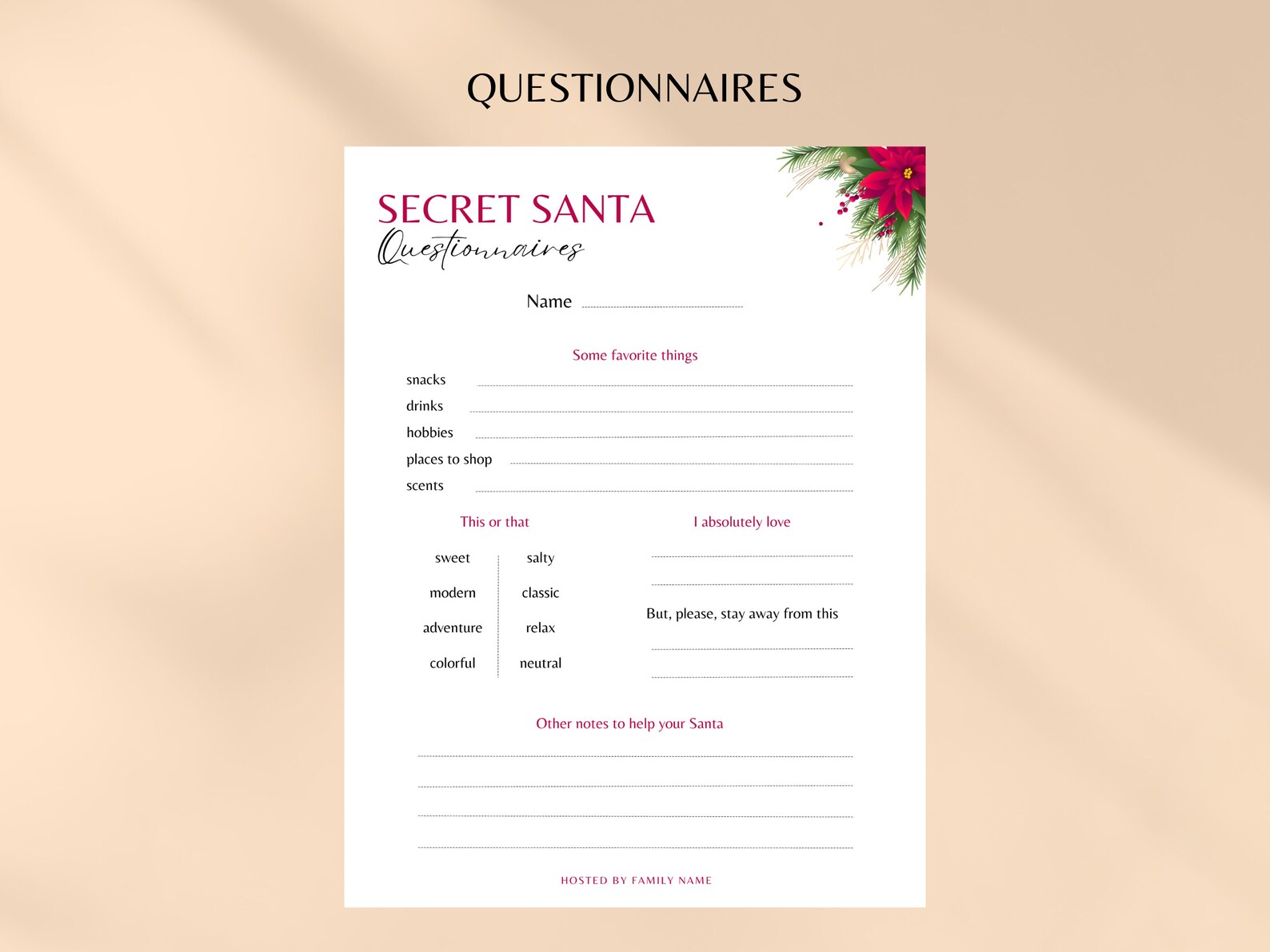 Secret Santa Sign up Sheet Editable and Printable Secret - Etsy