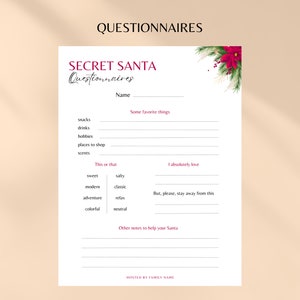 Secret Santa Sign up Sheet Editable and Printable Secret - Etsy
